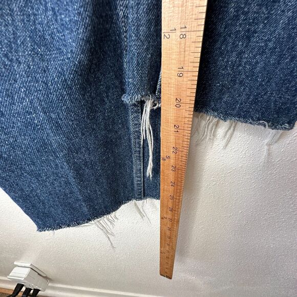 Guess Dark Blue Wash Distressed Slim Leg Raw Hem Denim Jeans 28 - Picture 15 of 16